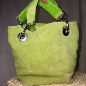 Citrus Lime Green Suede Mini Shoulder Bag Y2K Chic Trendy Statement Purse